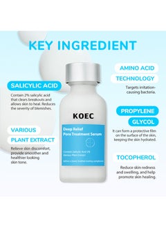 KOEC 2% Salicylic Acid Facial Deep Relief Pore Treatment Serum for Acne,Blackheads,Enlarged Pores,Improves Skin Texture and Reduces Oil,Contain Various Plant Extract 30ml Unisex  - Image 5