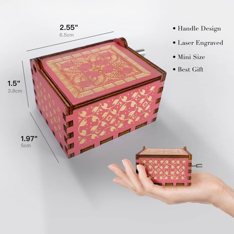 Hcaredee Music Box Gifts for Mom from Daughter,I Love You Mom Gifts You are My Sunshine Hand Crank Wooden Musical Boxes for Mom on Birthday Christmas Mothers Day Pink - Image 5
