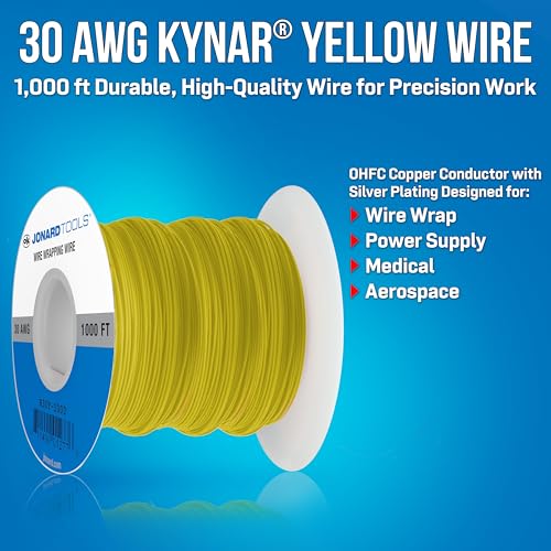 Jonard Tools R30Y1000 Yellow Insulated Kynar Copper Wire Roll 30 AWG 1000 ft Length - Image 3