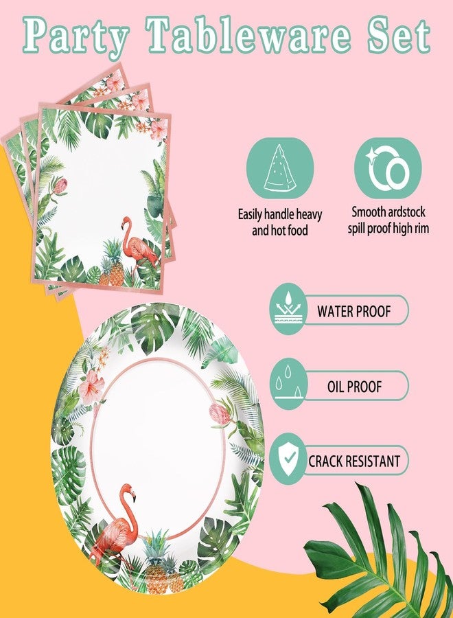 LOOWVY 175Pcs Hawaiian Luau Party Decoration, Luau Plates and Napkins Party Supplies, Flamingo Disposable Paper Plates, Tropical Plates for Beach Theme Decoration, Serves 24 Guests - Image 3