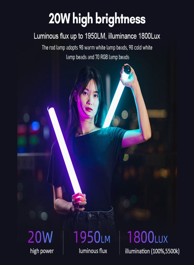 فيلتروكس مصباح VILTROX K60 LED ثنائي اللون بقوة 20 واط RGB، أنبوب إضاءة محمول، عصا إضاءة قابلة للتعتيم من 2500 كلفن إلى 8500 كلفن، مؤشر اتساق الإضاءة ≥97، مؤشر تجسيد اللون ≥95، مع 26 تأثيرًا ضوئيًا خاصًا، شاشة OLED، يدعم التحكم عن بُعد اللاسلكي. - Image 5