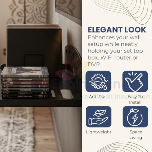 D&V ENGINEERING - Creative in innovation heavy Duty Wall and Ceiling Mount Set top box stand with black powder coated for DVD, Telephone, WiFi router and music player (Standard) - Image 3