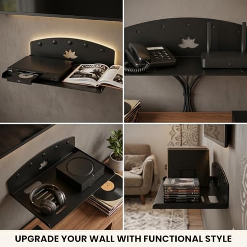 D&V ENGINEERING - Creative in innovation heavy Duty Wall and Ceiling Mount Set top box stand with black powder coated for DVD, Telephone, WiFi router and music player (Standard) - Image 5