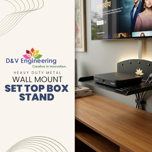 D&V ENGINEERING - Creative in innovation heavy Duty Wall and Ceiling Mount Set top box stand with black powder coated for DVD, Telephone, WiFi router and music player (Standard) - Image 2