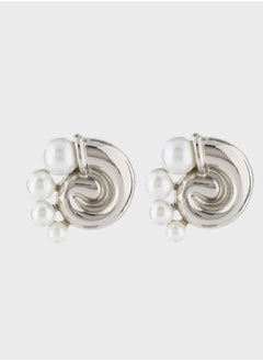 Pearl Spiral Stud Earrings