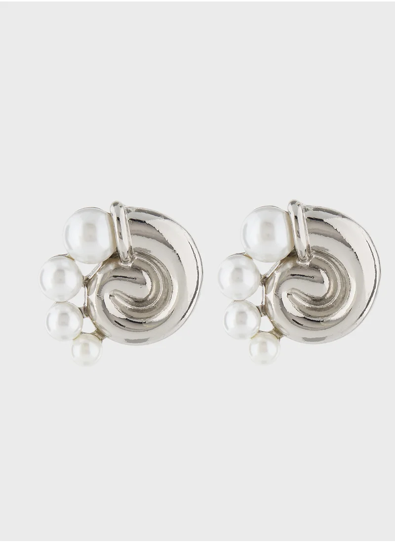 ELLA Pearl Spiral Stud Earrings