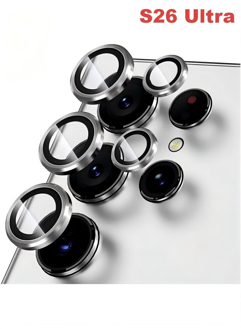 Avocase Camera Lens Glass Protector With Ring For Samsung Galaxy S26 Ultra, Case Friendly, Ultra-thin 9H Tempered Glass, Scratch-Resistant, Individual Lens Protector Easy Installment, 1 Set-Silver Ring - Image 1