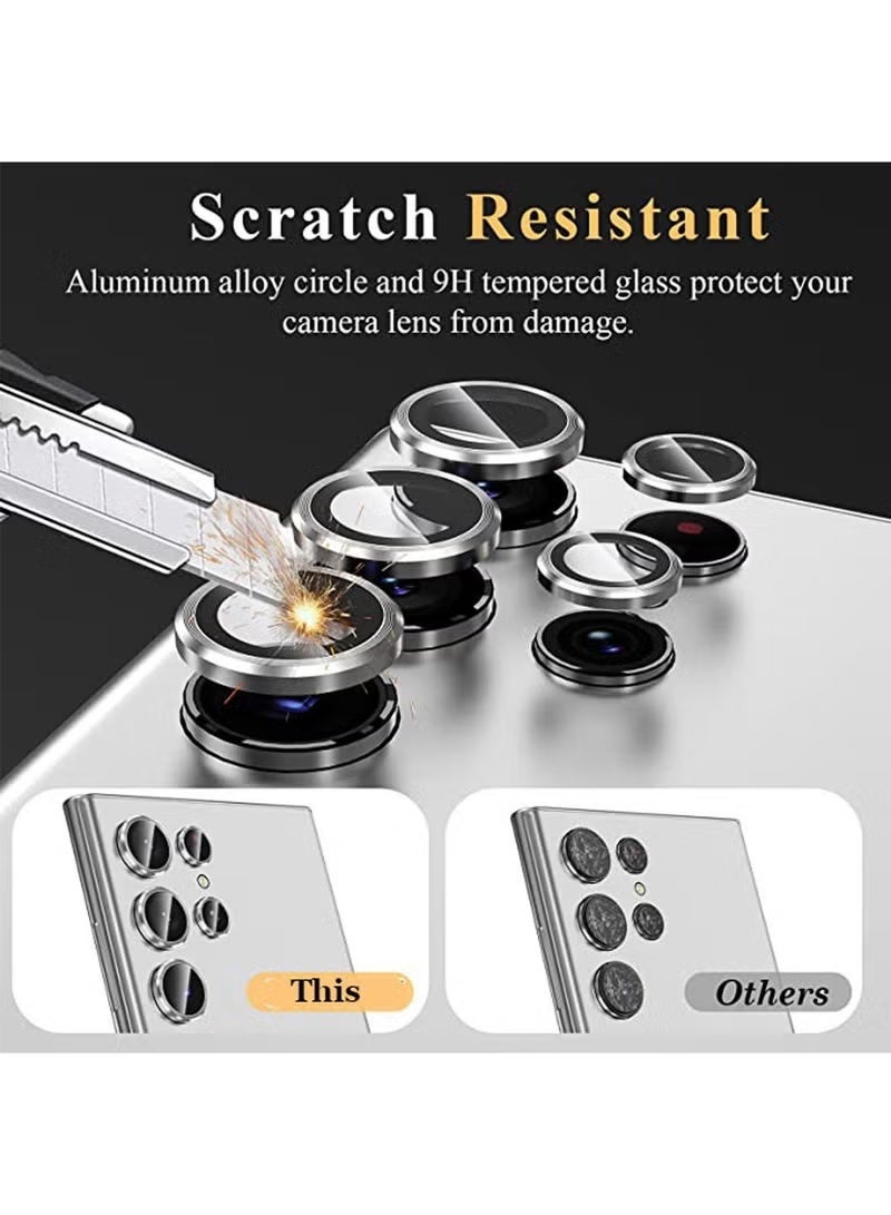 Avocase Camera Lens Glass Protector With Ring For Samsung Galaxy S26 Ultra, Case Friendly, Ultra-thin 9H Tempered Glass, Scratch-Resistant, Individual Lens Protector Easy Installment, 1 Set-Silver Ring - Image 2