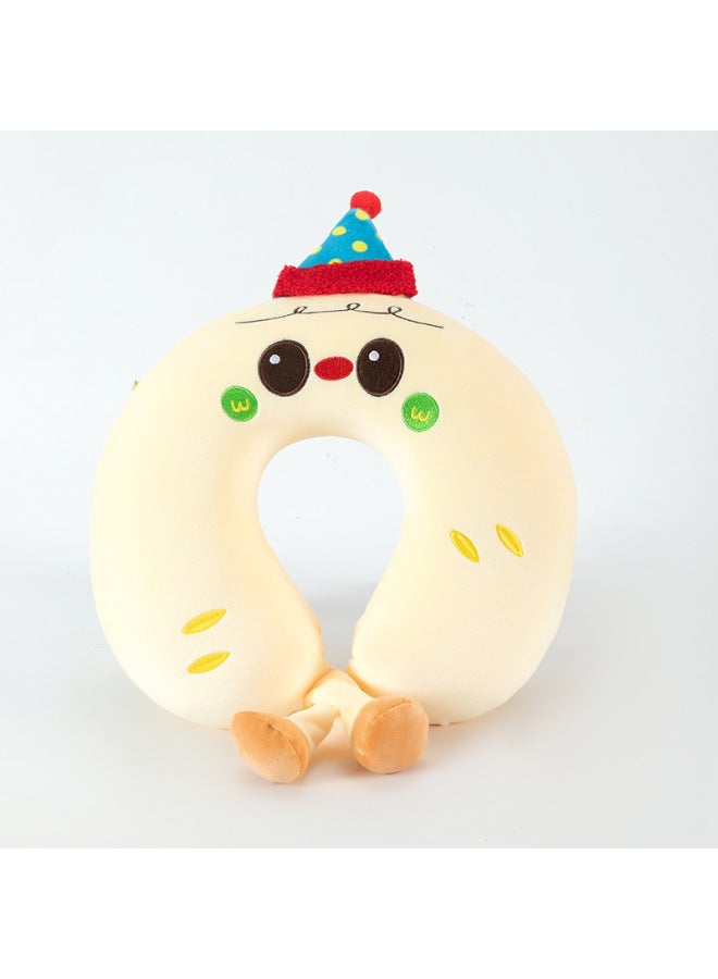 New Cartoon U-shaped Pillow, Biscuit-shaped Memory Foam U-shaped Pillow, Removable And Washable, Suitable For Nap, Portable Travel, Airplane Neck Support Pillow, Gift
