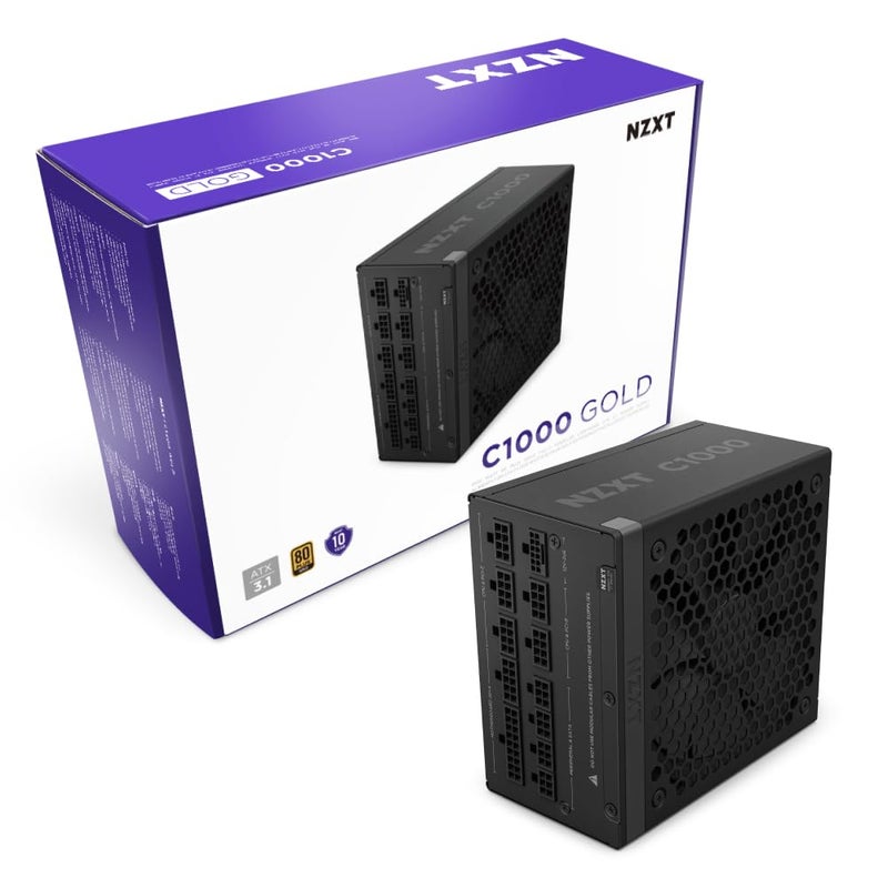 NZXT C1000 Gold ATX 3.1 - Fully Modular Low-Noise PC Gaming Power Supply - 1000 Watts - 80 Plus Gold - 12V-2x6 Connector - Zero Fan Mode - 100% Japanese Capacitors - Black - Image 1