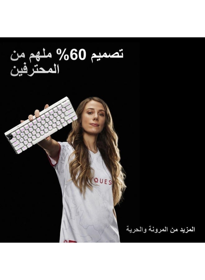 لوجيتيك لوحة مفاتيح الألعاب اللاسلكية G PRO X 60 LIGHTSPEED، لوحة مفاتيح ميكانيكية مدمجة للغاية TKL 60% لأجهزة الكمبيوتر التي تعمل بنظام ويندوز، إضاءة LIGHTSYNC RGB، مفاتيح PBT مزدوجة، مفاتيح لمسية - ماغينتا - Image 2