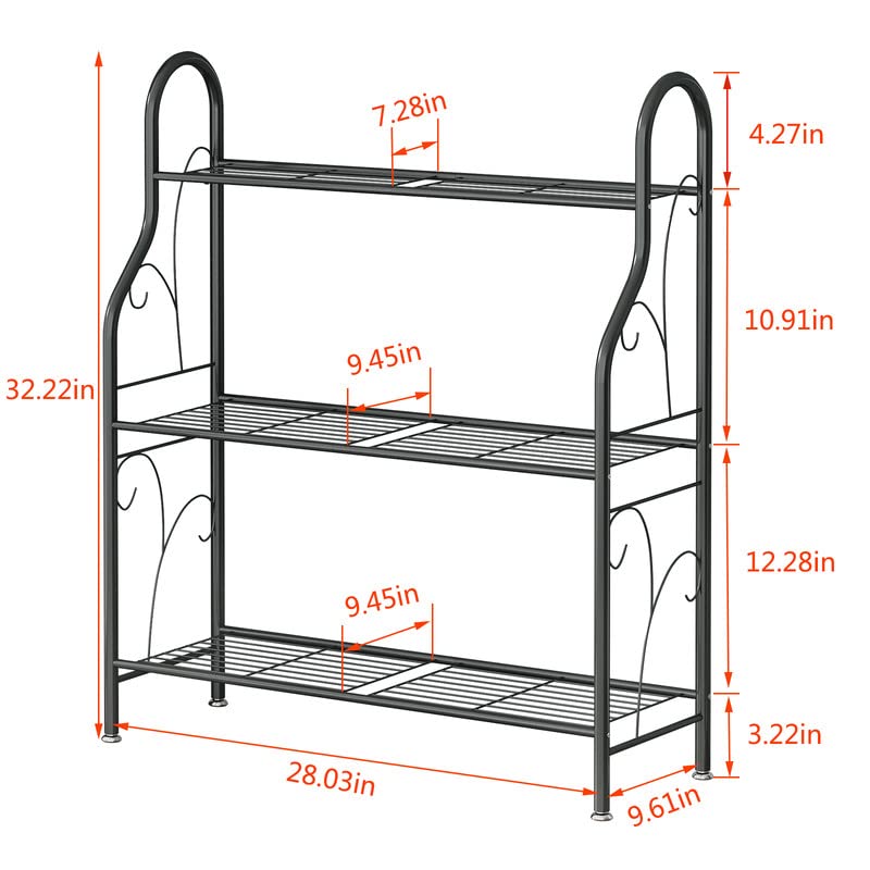 SORCEDAS Plant Stand Indoor Outdoor Plant Shelf 3 Tier Metal Corner Flower Stand Multiple Holder for Patio Garden Balcony Living Room, Dark Grey - Image 5
