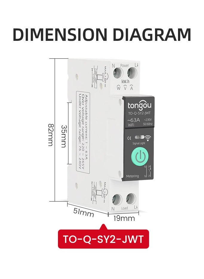 tongou - TUYA WiFi MCB Smart Circuit Breaker Over Current Under Voltage Protection With Metering 1-63A Wireless Remote Control Switch - Image 1