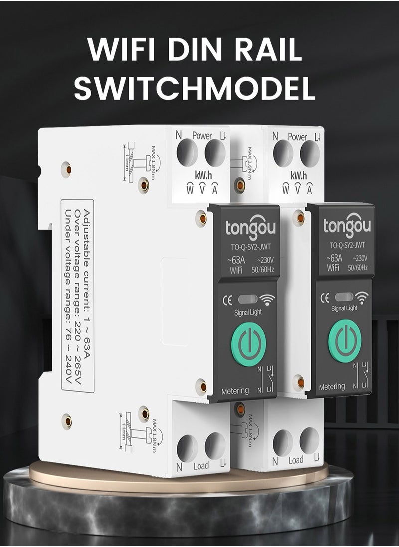 tongou - TUYA WiFi MCB Smart Circuit Breaker Over Current Under Voltage Protection With Metering 1-63A Wireless Remote Control Switch - Image 1