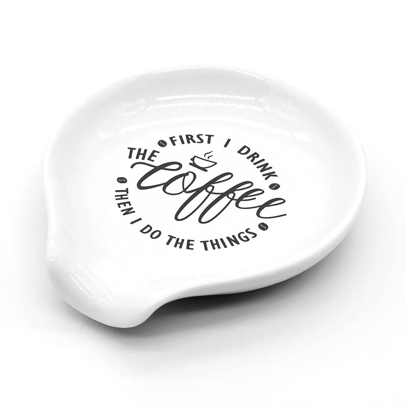 Littlefa Funny Coffee Spoon Rest-But First Coffee Ceramic Spoon Holder-Cafe Station Bar Accessories - Image 3
