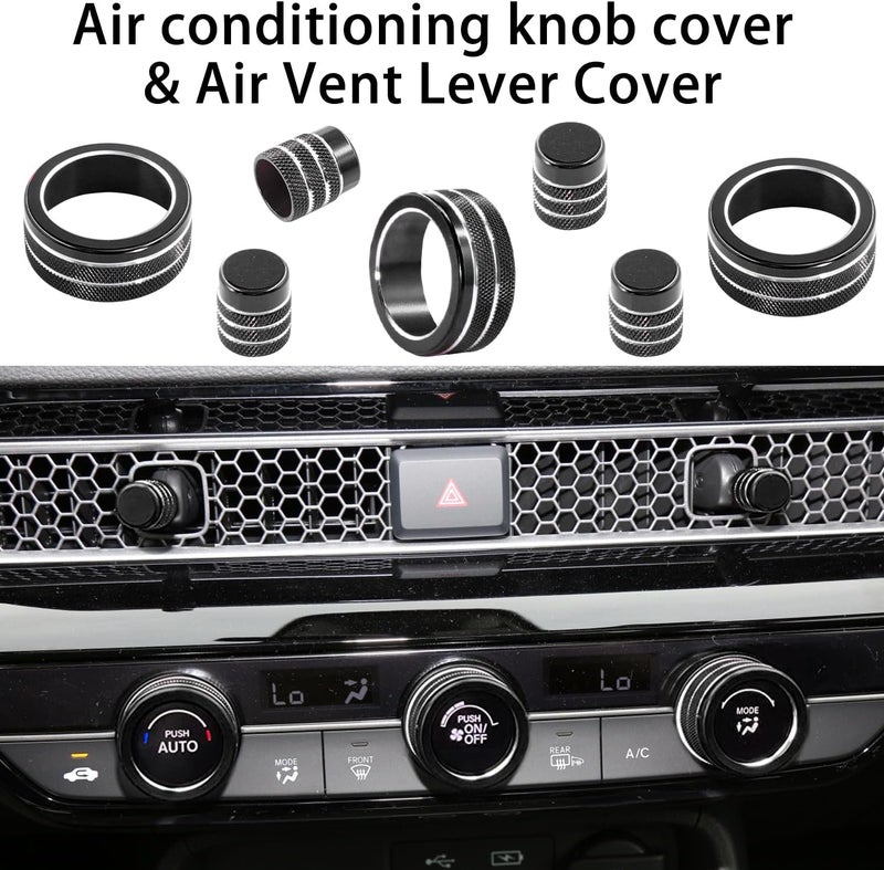 LOCOY Air Conditioning Vent Knob Cover Set for Honda Civic and CR-V (9pcs Black) - Image 3