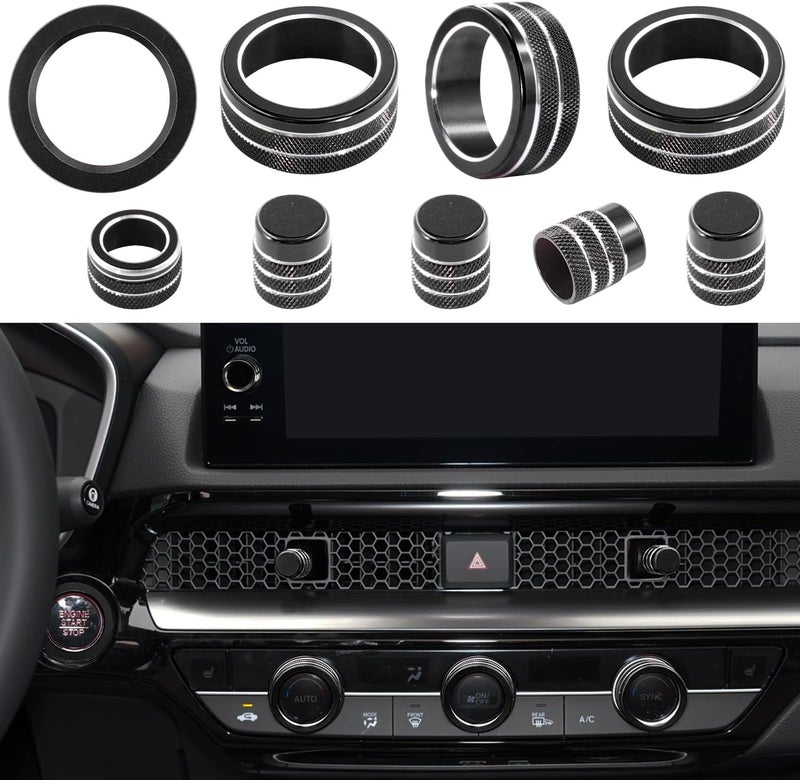 LOCOY Air Conditioning Vent Knob Cover Set for Honda Civic and CR-V (9pcs Black) - Image 1