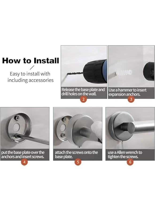 HOOKOR 5pcs Bathroom Hardware Set, Matte Black/Brushed Nickel/Brushed Gold Bathroom Hardware Set, Including Hand Towel Bars, Toilet Paper Holders, Towel Rings, Robe Towel Hooks (Brushed Nickel) - Image 3