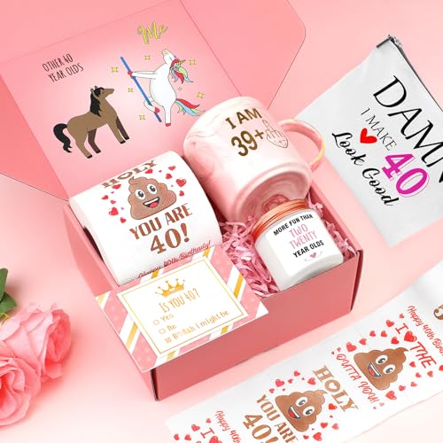 Pradnel 40th Birthday Gifts Women Funny 40 Year Old Birthday Gifts for Women 40 and Fabulous Decorations 40th Bday Gift Ideas for Woman 40s Her Best Friend - Coffee Mug Card Makeup Bag Toilet Paper - Image 2