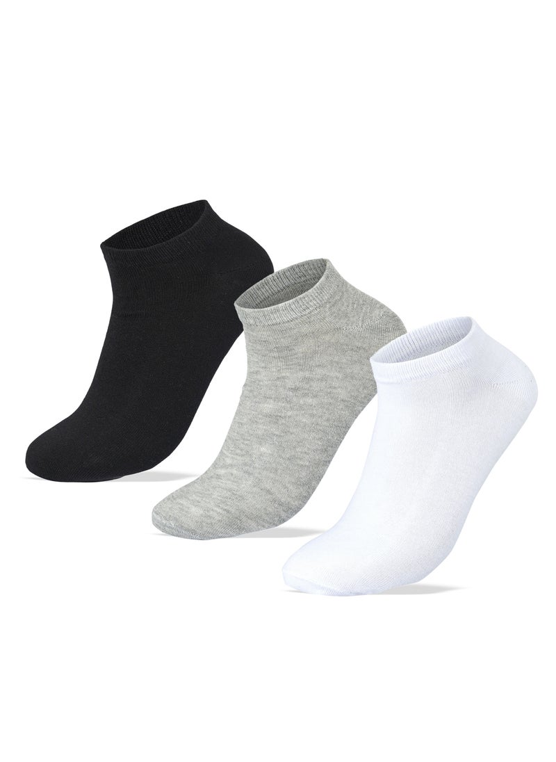 SAM SOCKS Sam Socks Set Of 3 Ankle Plain Socks Men (Blk-L.Gry-Wht)  - Image 1