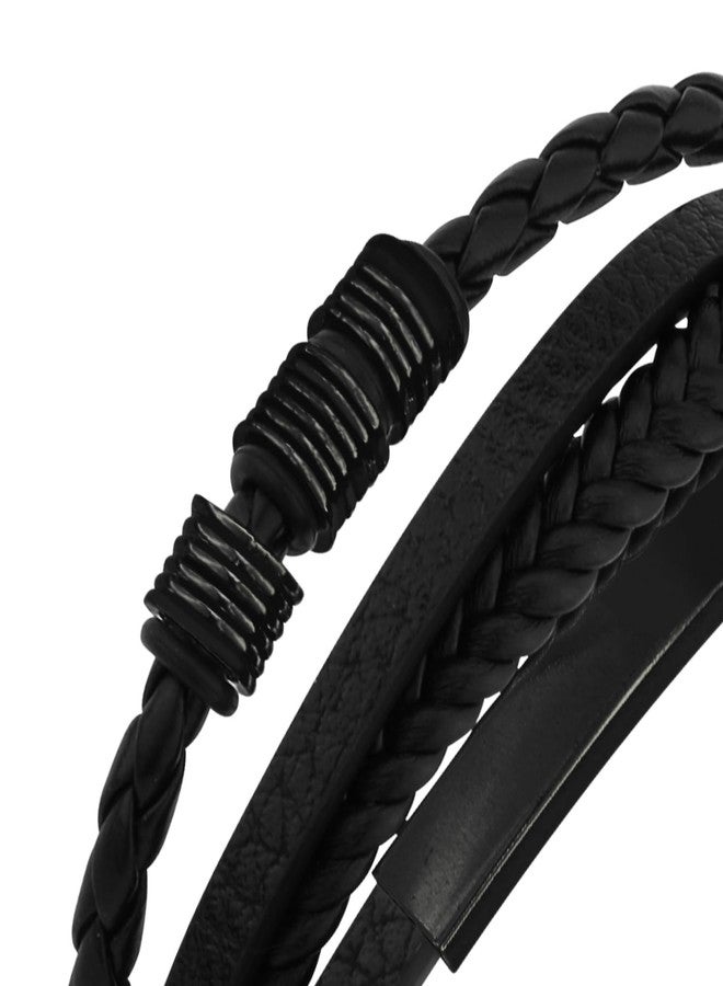 UJOY Leather Bracelet for Men Black Magnetic Buckle Men's Matching Banglest with Gift Box - Image 5