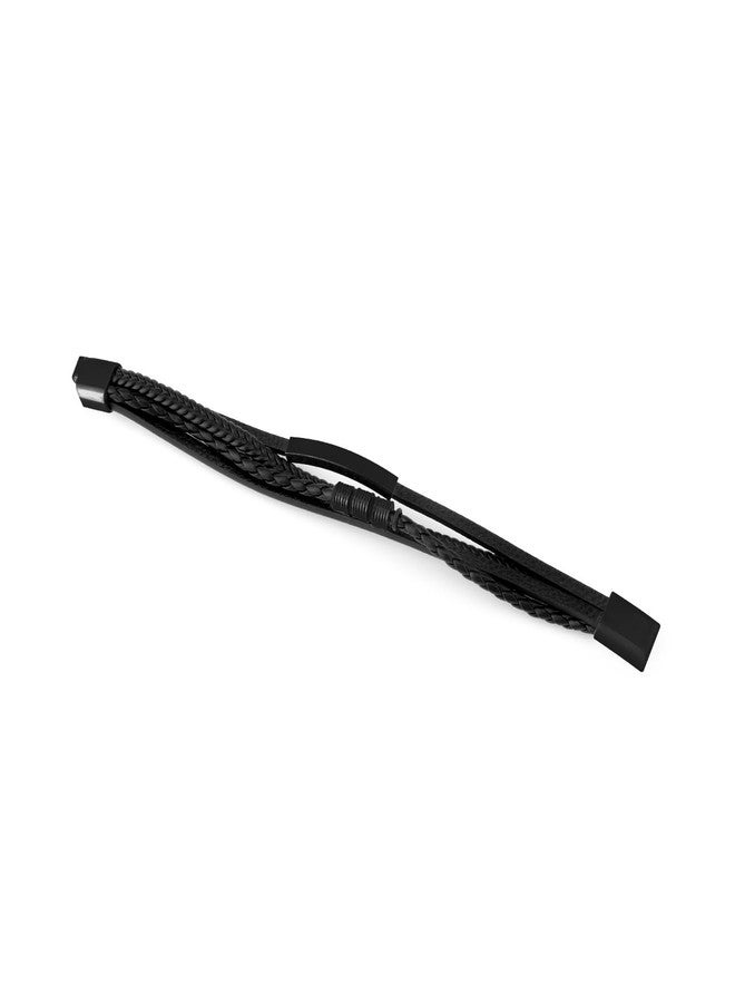 UJOY Leather Bracelet for Men Black Magnetic Buckle Men's Matching Banglest with Gift Box - Image 4