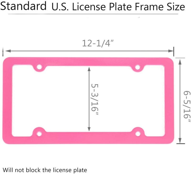 XLSFPY Pink License Plate Frame, 2 PCS License Plate Holder, Universal American Auto License Plate Frame Rust-Proof, Rattle-Proof, Weather-Proof Multiple options - Image 2