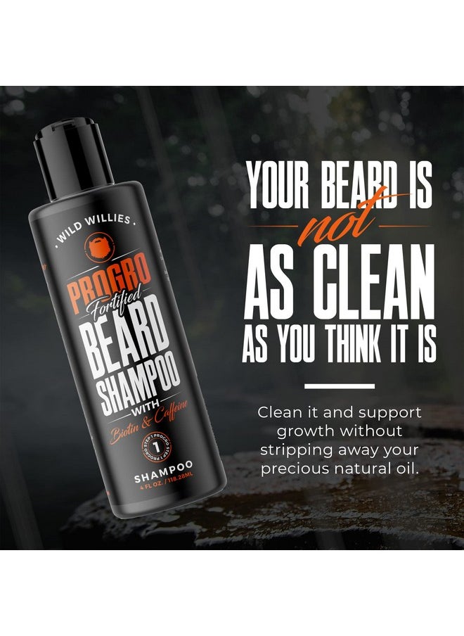 Wild Willies - Progro Beard Growth & Moisturizing Shampoo Fortified With Biotin & Caffeine For Facial Hair Growth, Hydration & Softener Strengthens Follicles For Healthy Looking Beard, 4Oz - Image 1