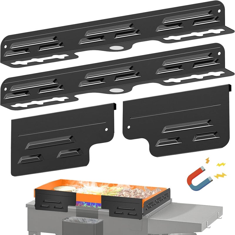 BAIPOK Wind Guards for Blackstone 17 Inch Griddle, Magnetic Stainless Steel Wind Screen, Blackstone Griddle Accessories for Blackstone Grill, Protect Flame Hold Heat Save Gas Compatible with Hood, Black - Image 1