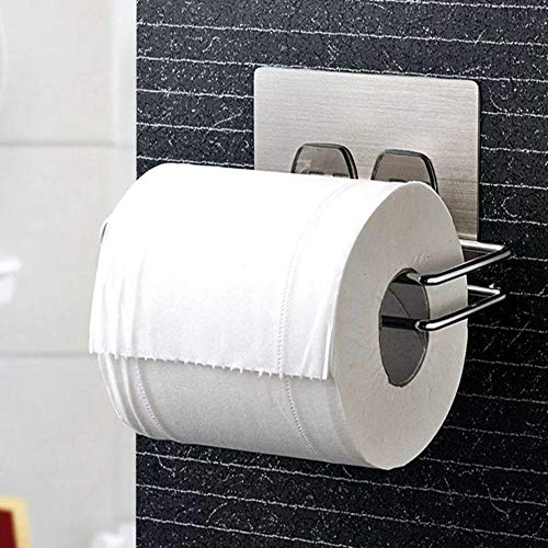 VIHAX Stainless Steel No Drill Self Adhesive Toilet Paper Holder Tissue Paper Roll Holder Bathroom Rack for Kitchen Towel Holder - Image 1