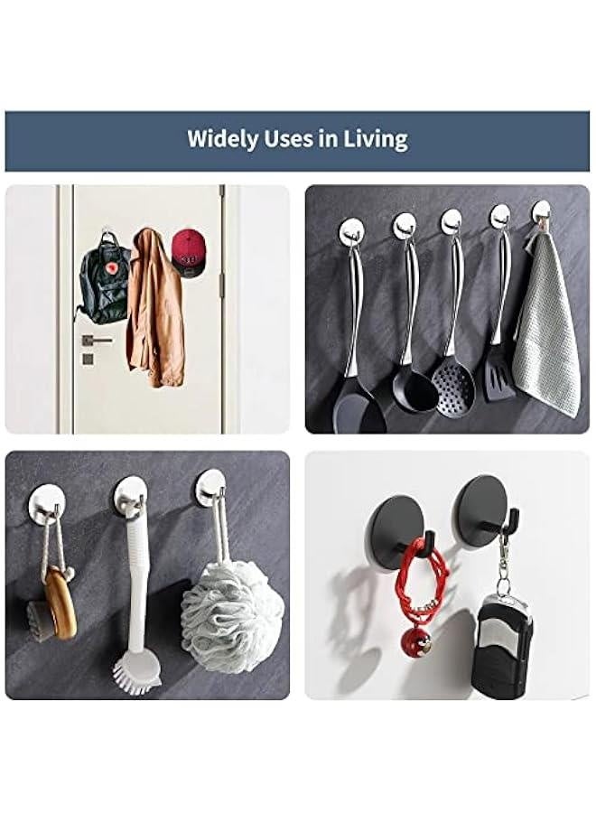 خطاطيف لاصقة قوية مقاومة للماء في الحمام لتعليق اللوف، المناشف، الملابس، خطاطيف حائط لاصقة قابلة للإزالة من الفولاذ المقاوم للصدأ بتشطيب نيكل، 4 قطع (فضي) - Image 4