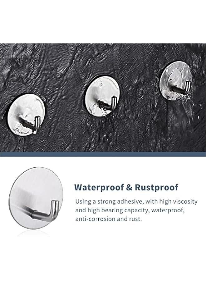 خطاطيف لاصقة قوية مقاومة للماء في الحمام لتعليق اللوف، المناشف، الملابس، خطاطيف حائط لاصقة قابلة للإزالة من الفولاذ المقاوم للصدأ بتشطيب نيكل، 4 قطع (فضي) - Image 3