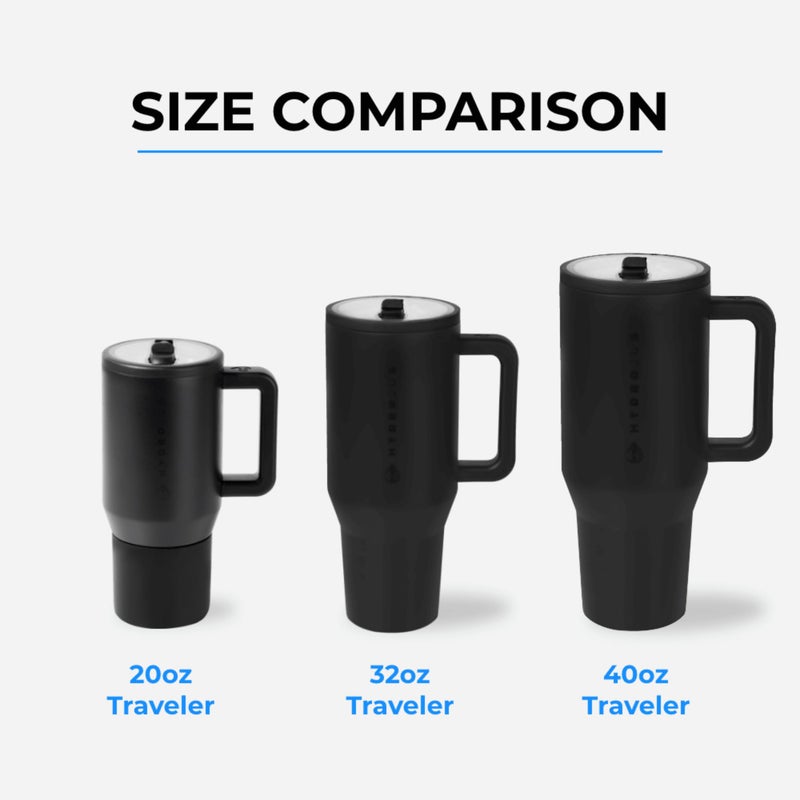 HydroJug هيدروجوج ترافيلر - كوب حديث سعة 40 أونصة مع مقبض وقشة قابلة للطي - مناسب لحامل أكواب السيارة مقاوم للتسرب زجاجة ماء قابلة لإعادة الاستخدام معزولة من الفولاذ المقاوم للصدأ وقاعدة مطاطية - هدايا للنساء والرجال - Image 4