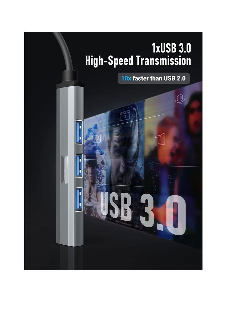 Captaintech USB Hub, 4 Port USB 3.0 Hub, 2.0 Hub Splitter for Laptop, for iMac Pro, for MacBook, U Disk, Multiport Mini USB Adapter Expander w/Aluminum Shell Ultra Slim Portable Charging Supported - Image 3