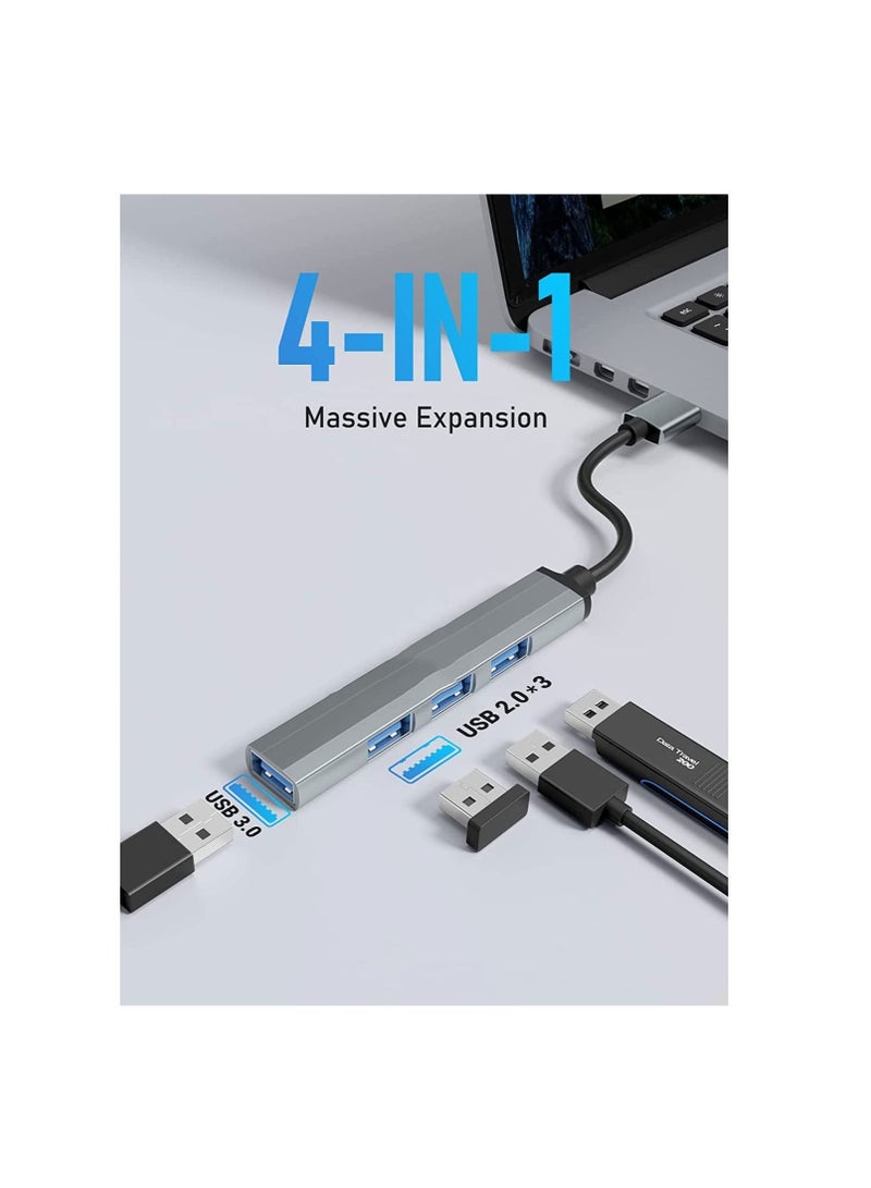 Captaintech USB Hub, 4 Port USB 3.0 Hub, 2.0 Hub Splitter for Laptop, for iMac Pro, for MacBook, U Disk, Multiport Mini USB Adapter Expander w/Aluminum Shell Ultra Slim Portable Charging Supported - Image 2