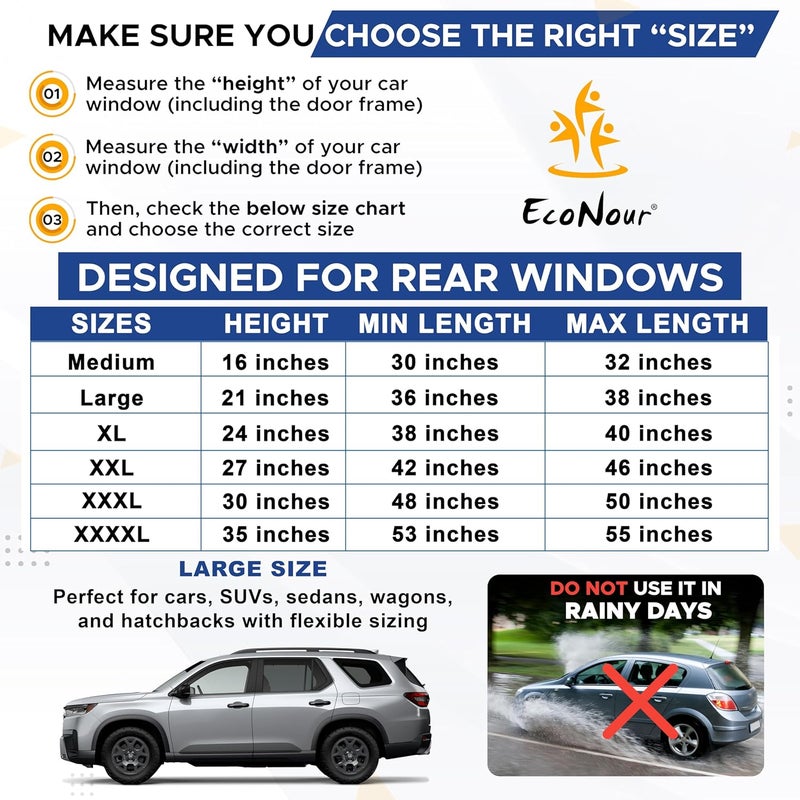 EcoNour Car Side Window Sun Shade 2Pack, car window shades for baby Stretchable & Breathable Window Screens for Sun Protection, sunshade for car window baby car blinds blackout - Fits All 98% Cars - Image 4