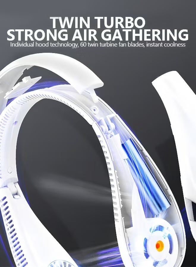 EETU 3 Speeds Portable Neck Fan,5000mAH Foldable Fan,USB Rechargeable Bladeless Personal Fans,Wearable Portable Fan for Travel, Leafless Headphone Design Personal Cooling Neck Fan - Image 5