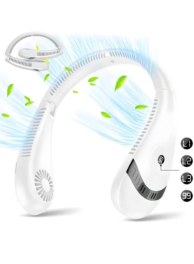 EETU 3 Speeds Portable Neck Fan,5000mAH Foldable Fan,USB Rechargeable Bladeless Personal Fans,Wearable Portable Fan for Travel, Leafless Headphone Design Personal Cooling Neck Fan - Image 1