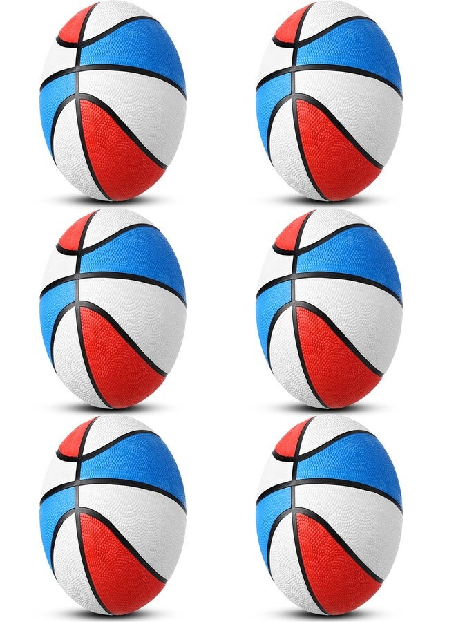 Vinsot 6 Pack Operation Christmas Mini Rubber Basketballs 7 Inch Red, White and Blue Mini Basketball Set Bulk Small Basket Balls for Indoor, Outdoor, Pool Parties, Game Party Favors - Image 1