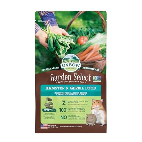 Oxbow Garden Select Hamster and Gerbil Food, Vitamin & Mineral Rich Daily Diet for Hamsters & Gerbils, Veterinarian Formulated, Non-GMO, Oxbow, Made in USA, 1.5 lb Bag - Image 1