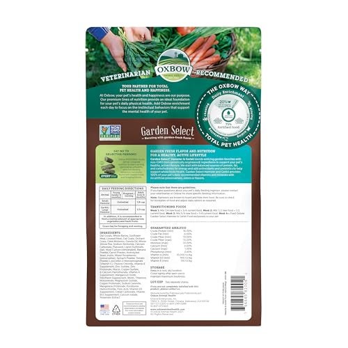 Oxbow Garden Select Hamster and Gerbil Food, Vitamin & Mineral Rich Daily Diet for Hamsters & Gerbils, Veterinarian Formulated, Non-GMO, Oxbow, Made in USA, 1.5 lb Bag - Image 2