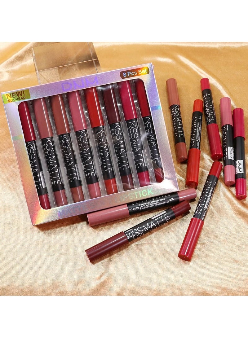 DNM مجموعة 8 قطع من أحمر الشفاه غير اللامع وقلم تحديد الشفاه للنساء - دنيام داكن روبي أحمر عميق بيج نود بني كستناء موف برقوق بنفسجي أحمر نبيذ قلم تحديد الشفاه غير اللامع وأحمر شفاه سائل - Image 5