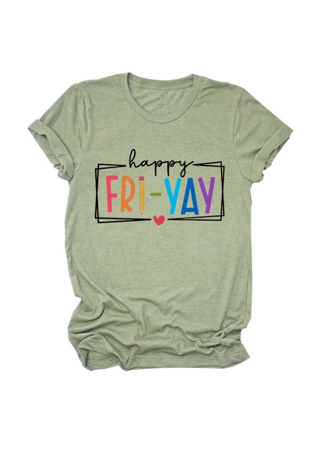 Teacher Shirts Women Happy Friday Shirt Teacher Friyay T-Shirt Teacher Appreciation Graphic Tees Funny Weekend Tops - Image 1