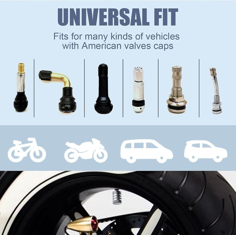DECURCAR Tire Valve Stem Cap Cover - (5 Pack) Tire Air Cap Metal with Plastic Liner Corrosion Resistant Leak-Proof American Flag for Car Truck Motorcycle Bike Grey - Image 5
