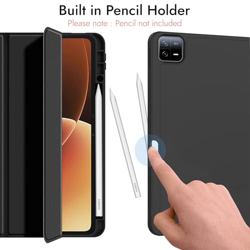 Robustrion Cover for Xiaomi Mi Pad 8/8 Pro/Xiaomi Pad 7/7 Pro 11.2 inch Cover Case with [Pencil Holder], Trifold Flip Case Cover for Xiaomi Pad 7/8 Cover [Auto Sleep Wake] - Black - Image 4
