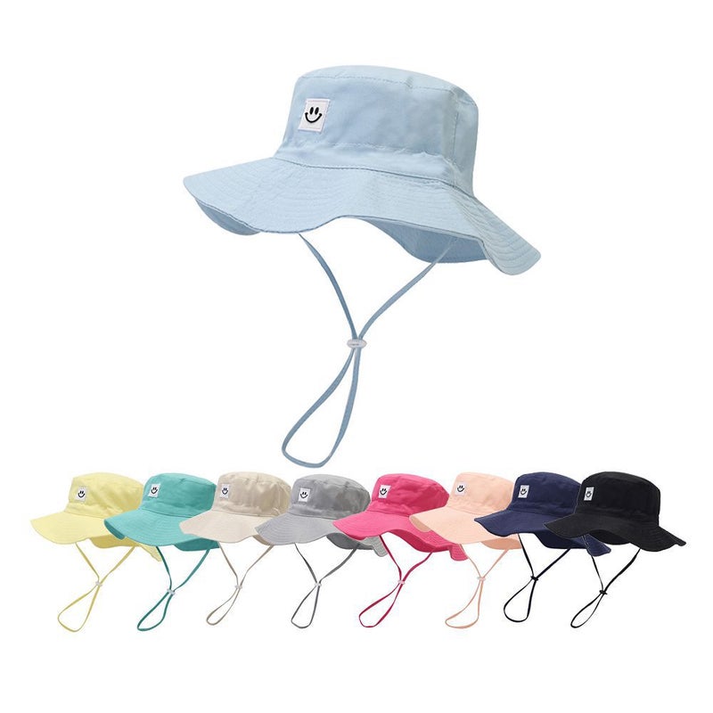 Children's Cute Smiley Face Bucket Hat, Summer Outdoor Quick-Dry Breathable Sun Hat - Image 1