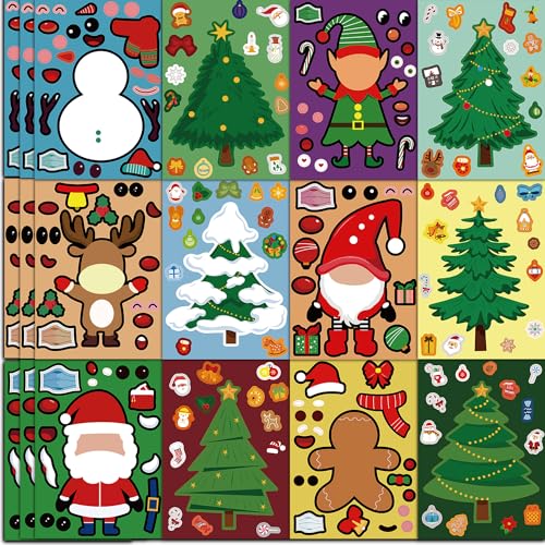 SmilinFit Christmas Stickers for Kids Make Your Own Christmas Crafts Party Favors for Kids Boys Girls Holiday Stickers Party Games Activities Goody Bag Stuffers Gifts - Image 1