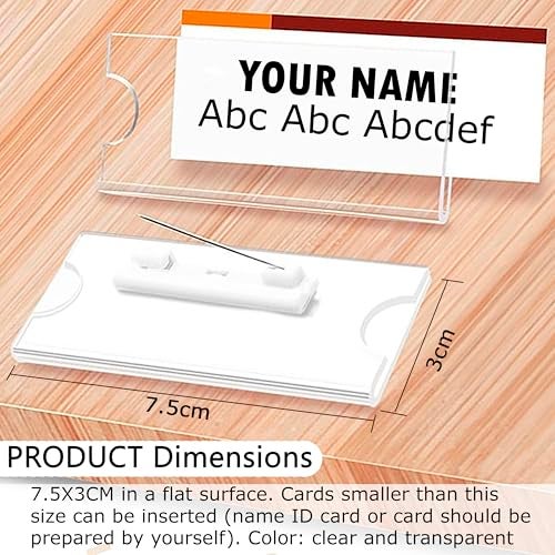 Shuban 50 Pieces Name Badges with Pins for School Work Name Badge Holder for Clothes Clear Acrylic Sign Display Holder DIY Blank Id Holders Printable Name Label for Work Business Classroom - Image 3