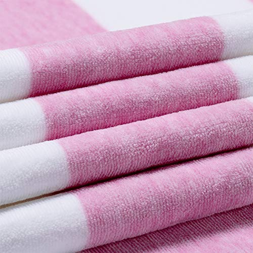 HENBAY Cotton Oversized Beach Towel - Large 70 x 35 Inch Pool Towel, Rose Red Striped Quick Dry Swimming Cabana Towel - Image 2