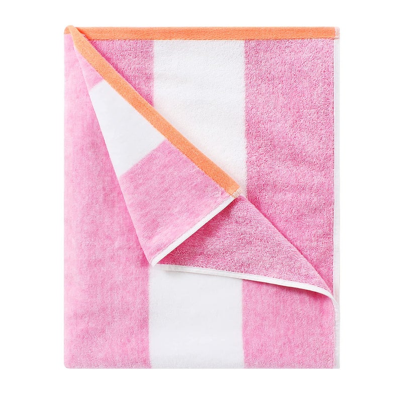 HENBAY Cotton Oversized Beach Towel - Large 70 x 35 Inch Pool Towel, Rose Red Striped Quick Dry Swimming Cabana Towel - Image 4